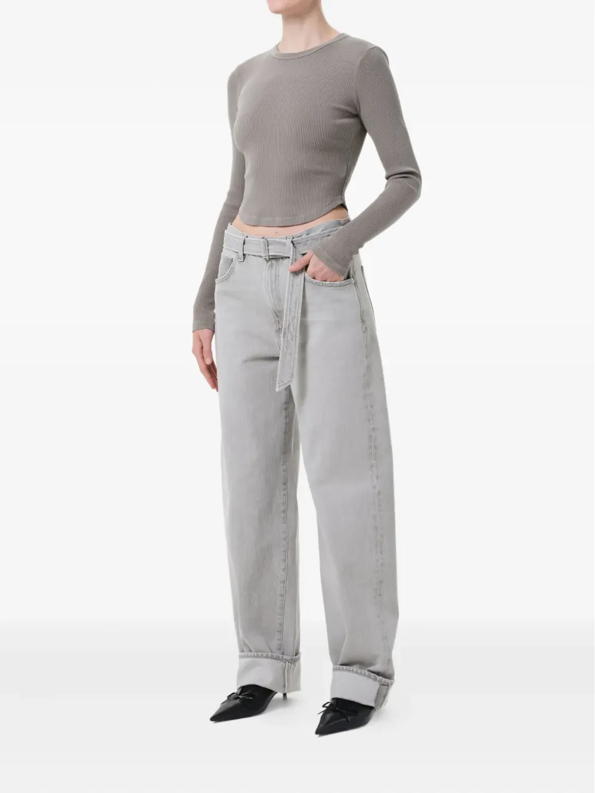AGOLDE Neema ribbed T-shirt - Grey - 画像2