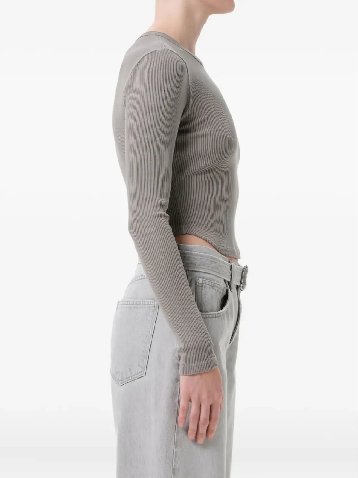 AGOLDE Neema ribbed T-shirt - Grey - 画像3