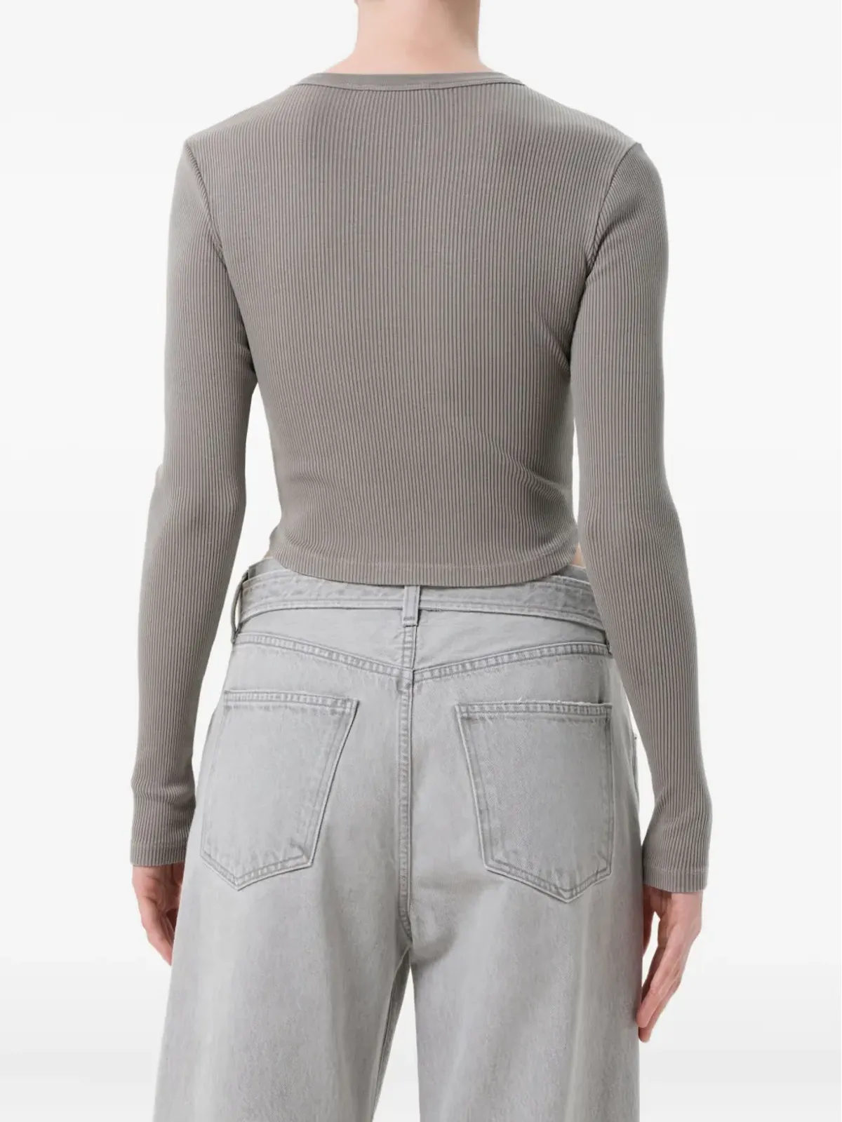 AGOLDE Neema ribbed T-shirt - Grey - 画像4