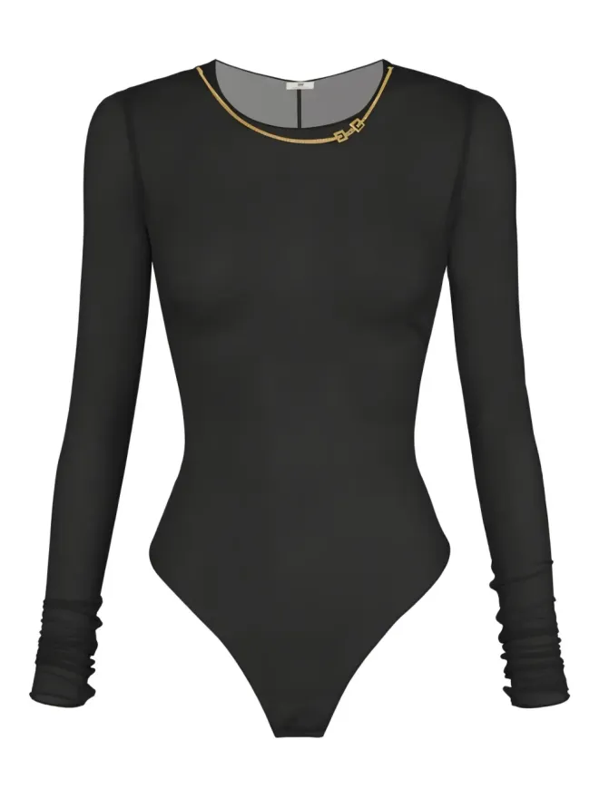 Elisabetta Franchi Elisabetta Franchi メッシュ長袖ボディスーツ ブラックの商品画像