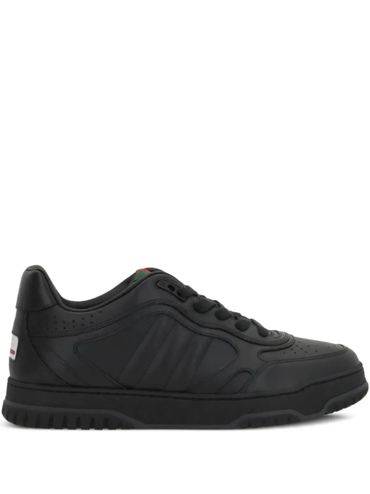 Gucci レザーパンチングスニーカー - ブラック - 画像1