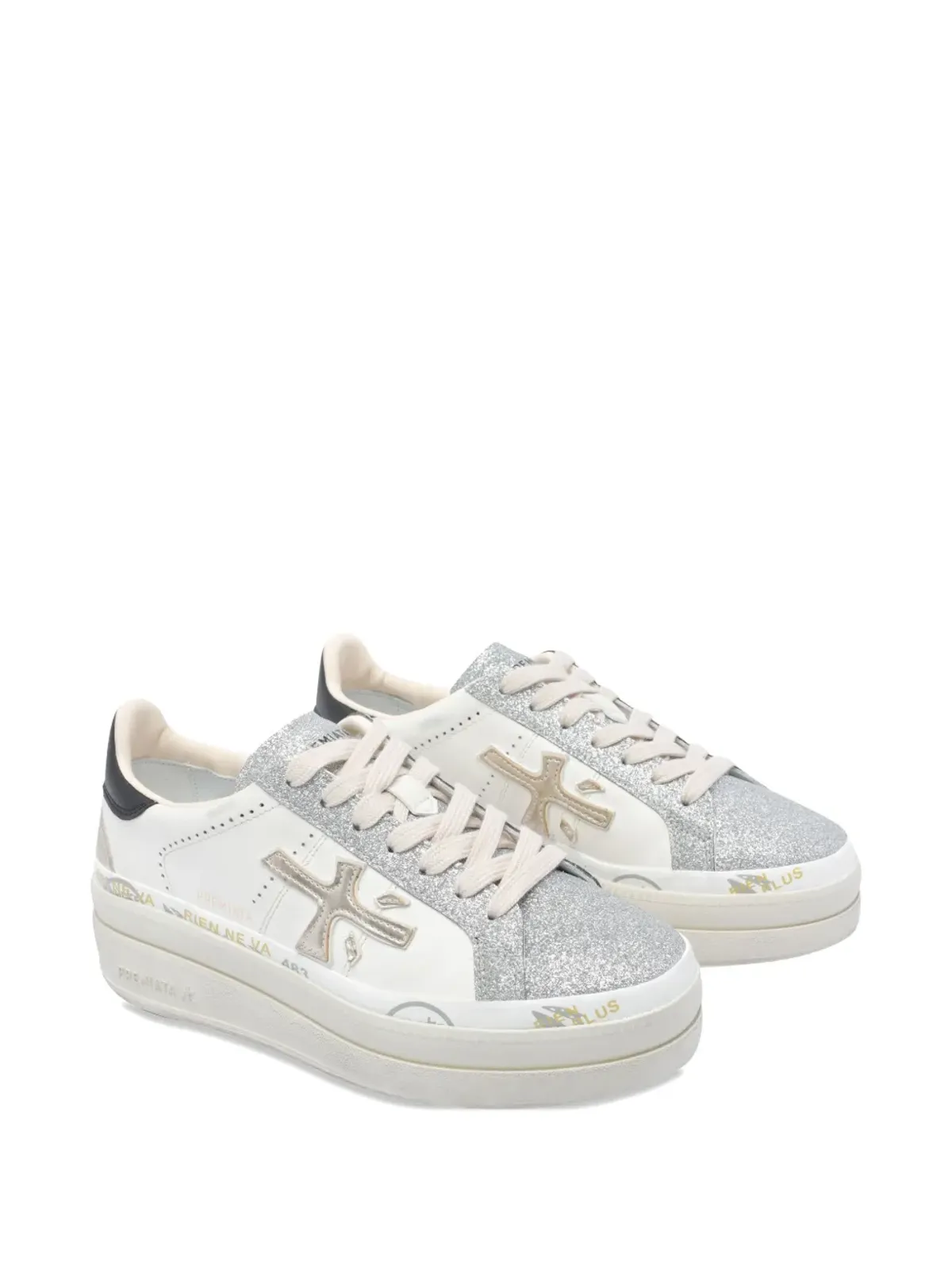 Premiata グリッター・プラットフォームスニーカー - White - 画像2