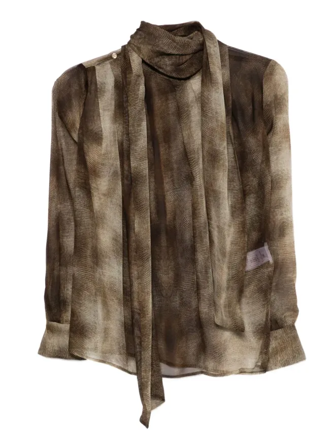 Elisabetta Franchi Elisabetta Franchi タイネック・シルクトップ ブラウンの商品画像
