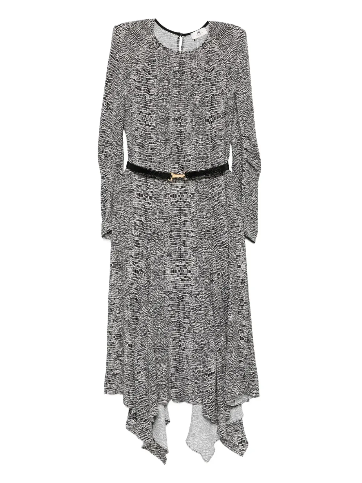 Elisabetta Franchi パイソンプリントベルト付きアシンメトリードレス - 画像1