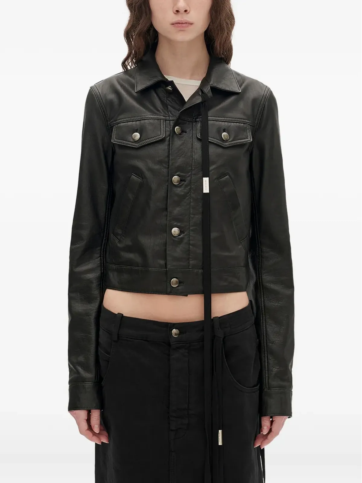 Ann Demeulemeester 構造的レザージャケット - 画像1