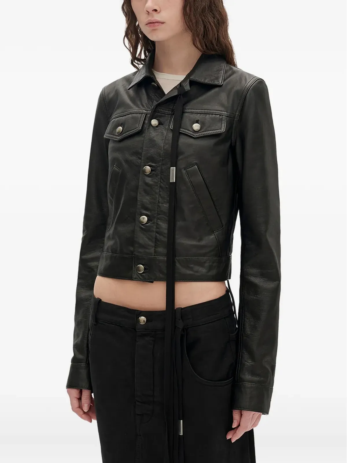 Ann Demeulemeester 構造的レザージャケット - 画像3
