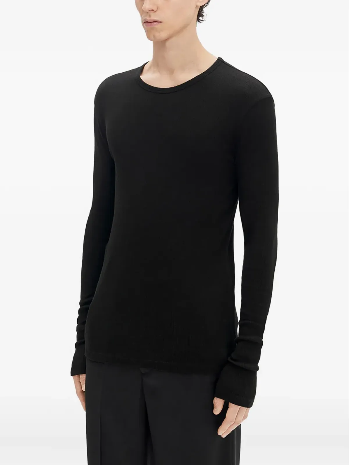 Ann Demeulemeester 長袖リブ編みTシャツ - 099 BLACK - 画像3