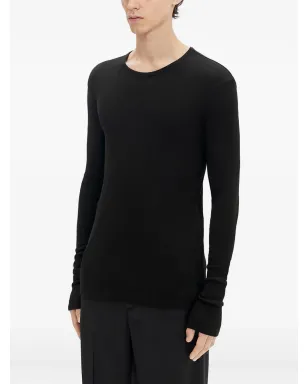 Ann Demeulemeester 長袖リブ編みTシャツ - 099 BLACK - サムネイル3