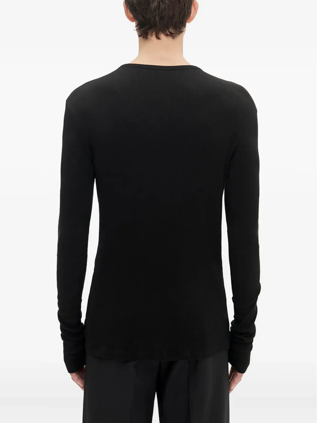 Ann Demeulemeester 長袖リブ編みTシャツ - 099 BLACK - 画像4