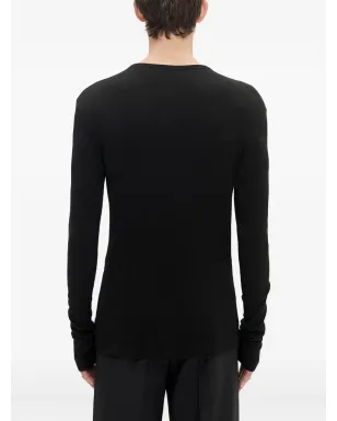 Ann Demeulemeester 長袖リブ編みTシャツ - 099 BLACK - サムネイル4