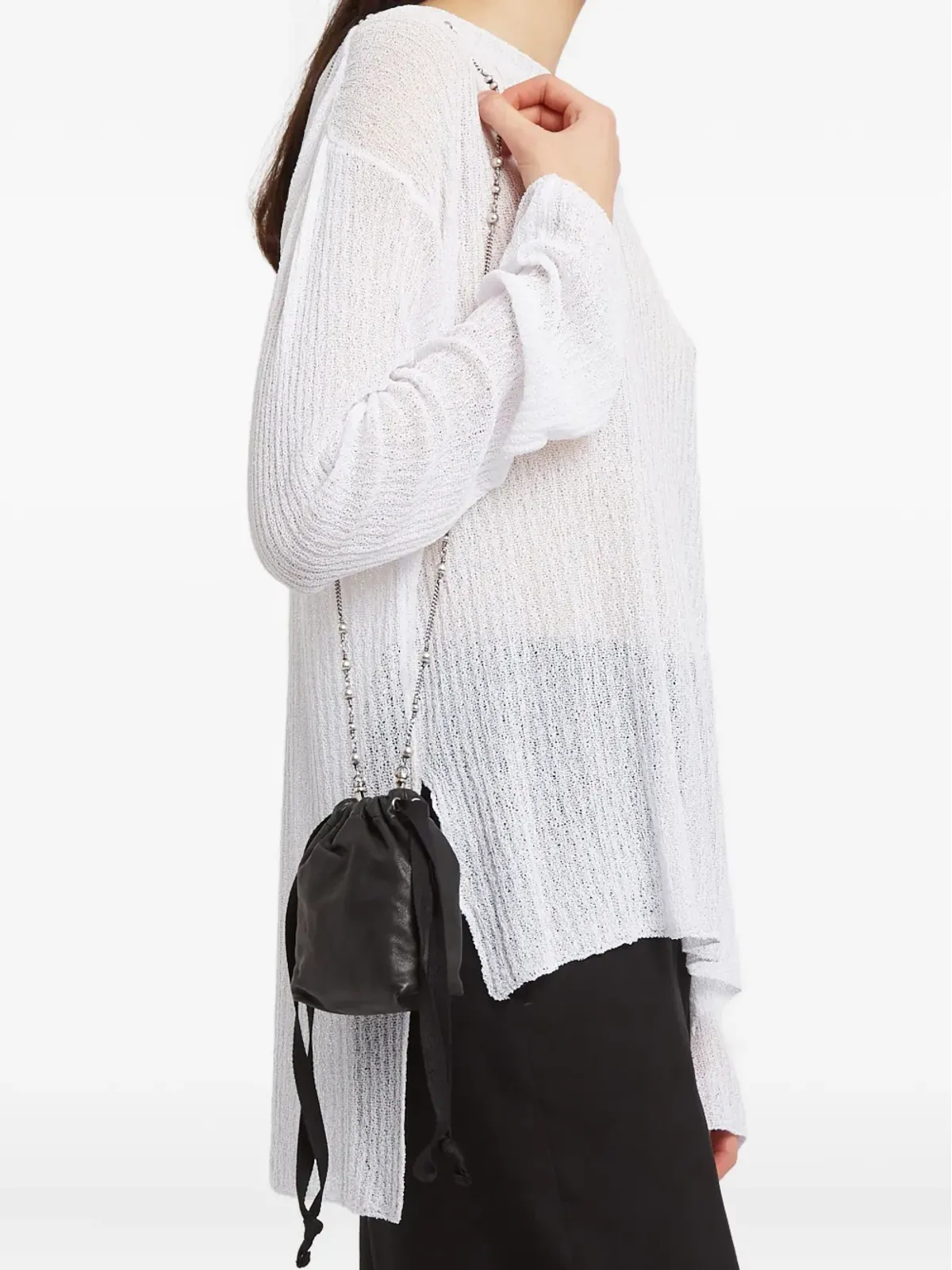 Ann Demeulemeester Gael グレインレザー クロスボディバッグ ブラック - 画像2