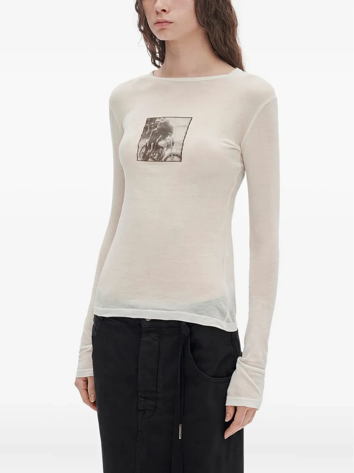 Ann Demeulemeester フィエン プリント コットン Tシャツ - 画像3