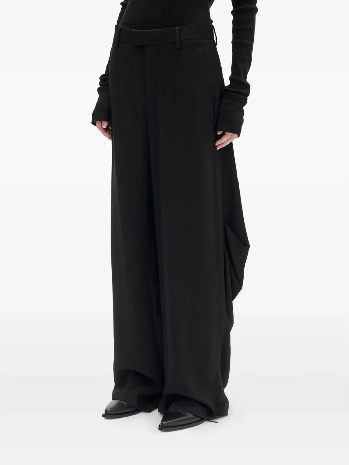Ann Demeulemeester ドレープディテールパンツ - 画像3