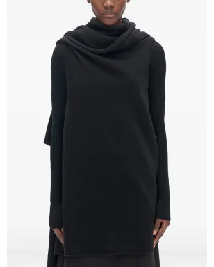 Ann Demeulemeester 黒のフェルテッドウール ドレープ ニットトップ - サムネイル1