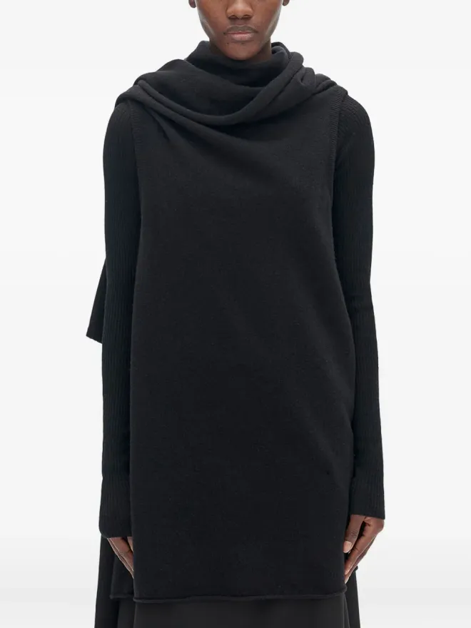 Ann Demeulemeester Ann Demeulemeester 黒のフェルテッドウール ドレープ ニットトップの商品画像