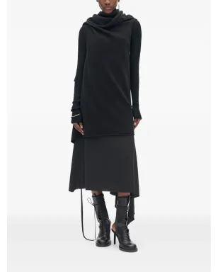 Ann Demeulemeester 黒のフェルテッドウール ドレープ ニットトップ - サムネイル2