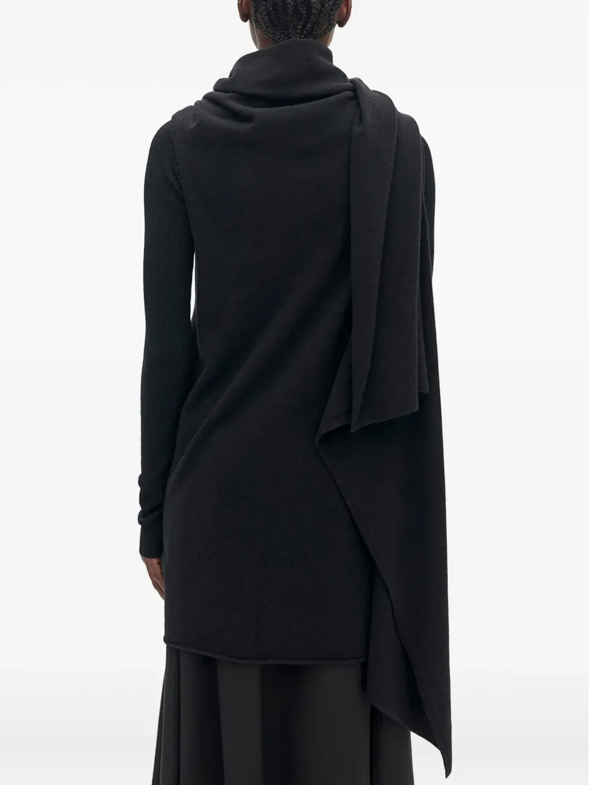 Ann Demeulemeester 黒のフェルテッドウール ドレープ ニットトップ - 画像4