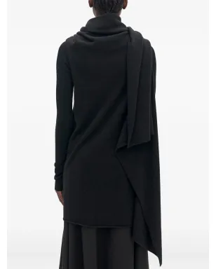 Ann Demeulemeester 黒のフェルテッドウール ドレープ ニットトップ - サムネイル4