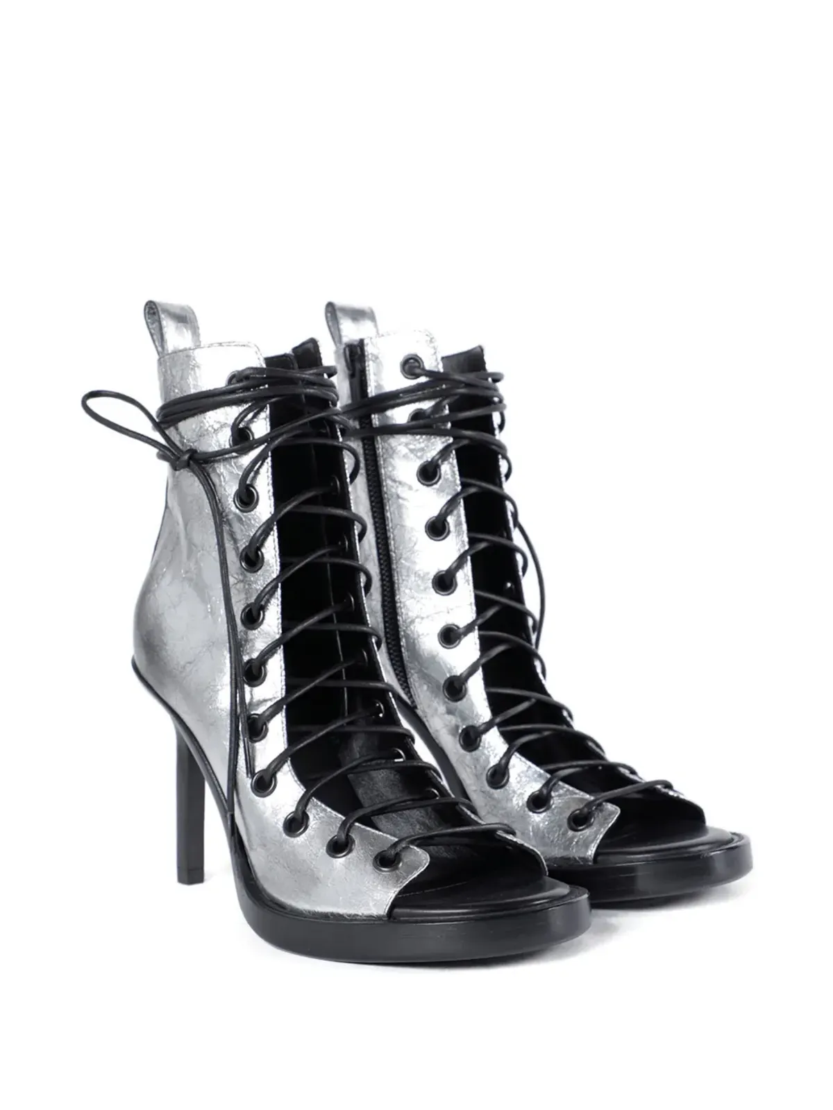 Ann Demeulemeester Hilla ラミネーテッドレザー レースアップ ブーツ - 画像2