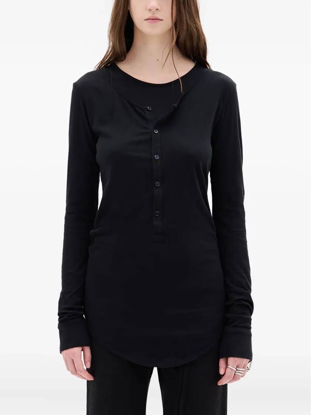 Ann Demeulemeester Vero ボタン前開き長袖Tシャツ - 画像1