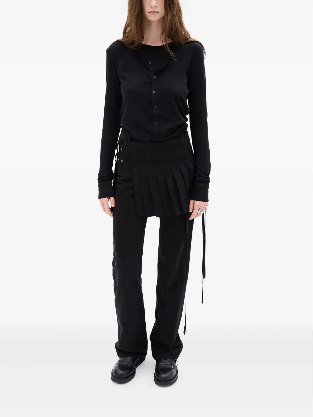 Ann Demeulemeester Vero ボタン前開き長袖Tシャツ - 画像2