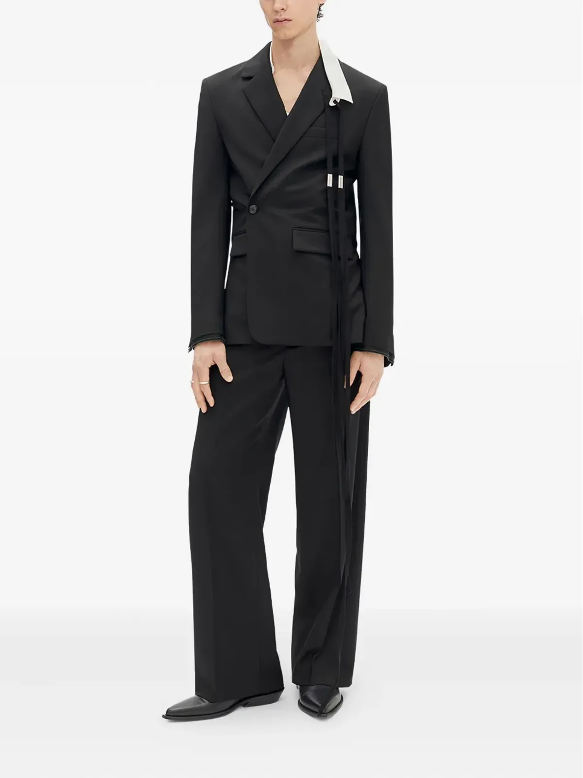 Ann Demeulemeester ストラップディテール ウールブレザー - 画像2