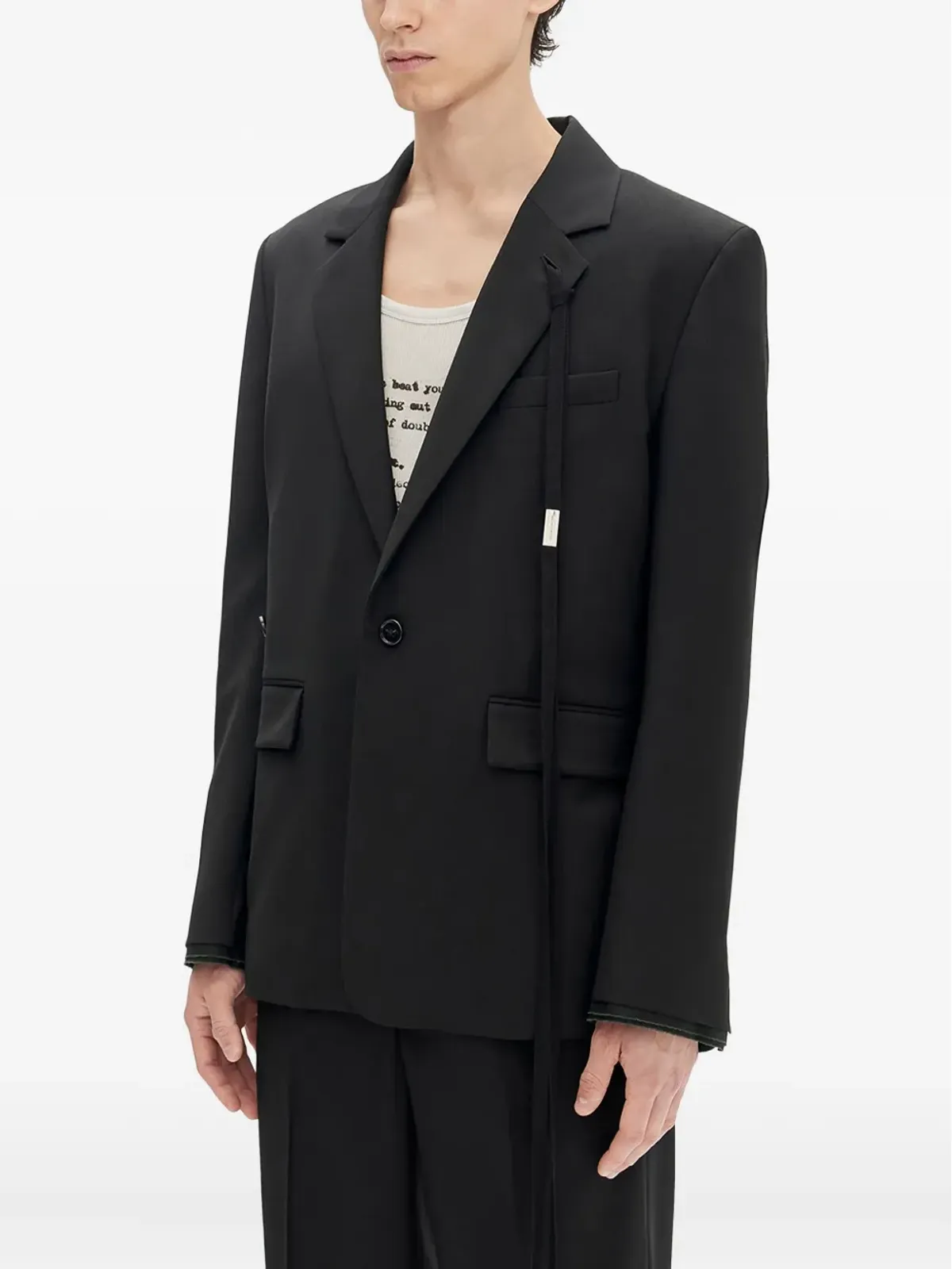 Ann Demeulemeester ストラップディテール ウールブレザー - 画像3