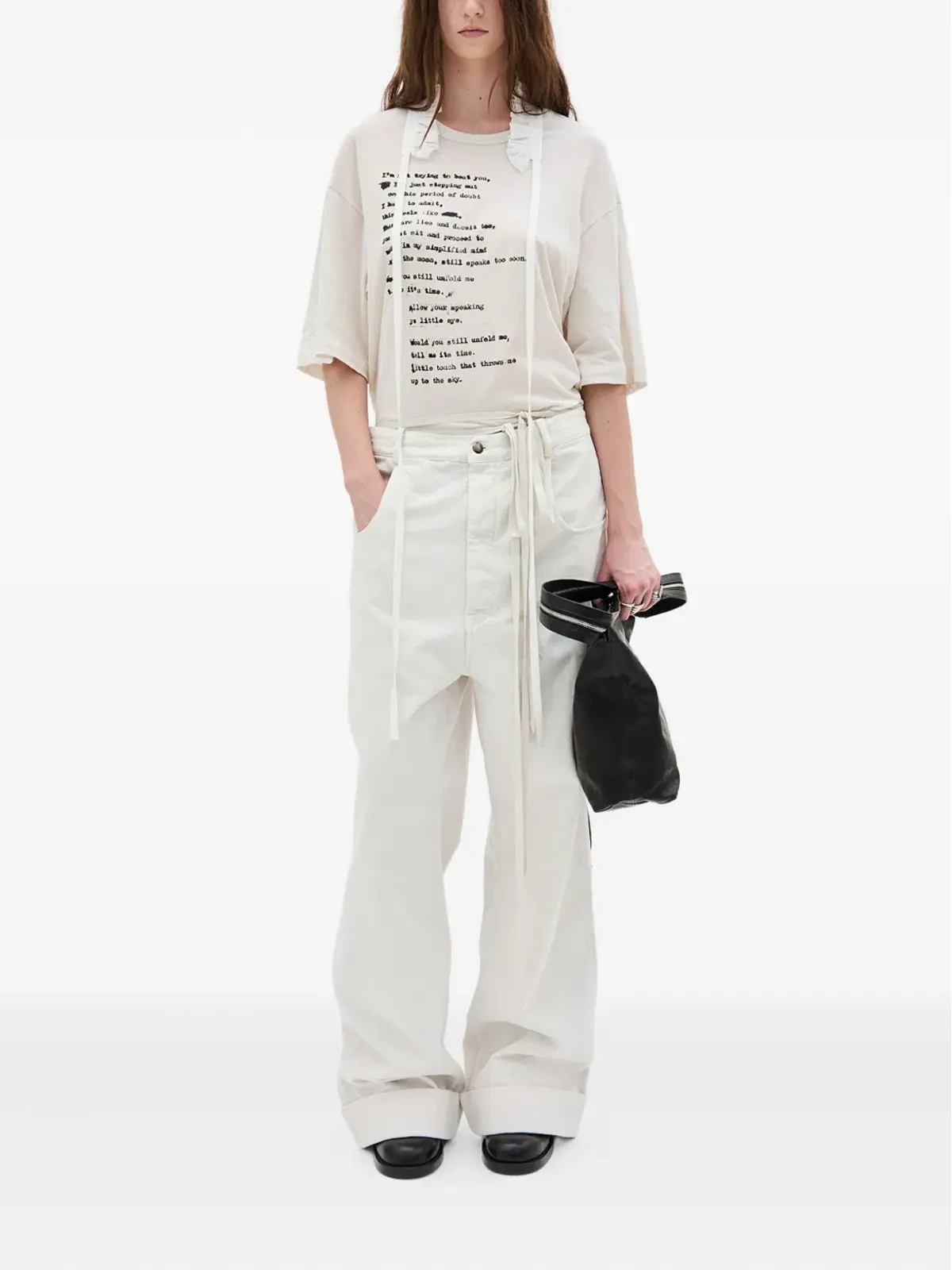 Ann Demeulemeester テキストプリント クルーネック Tシャツ - 画像2