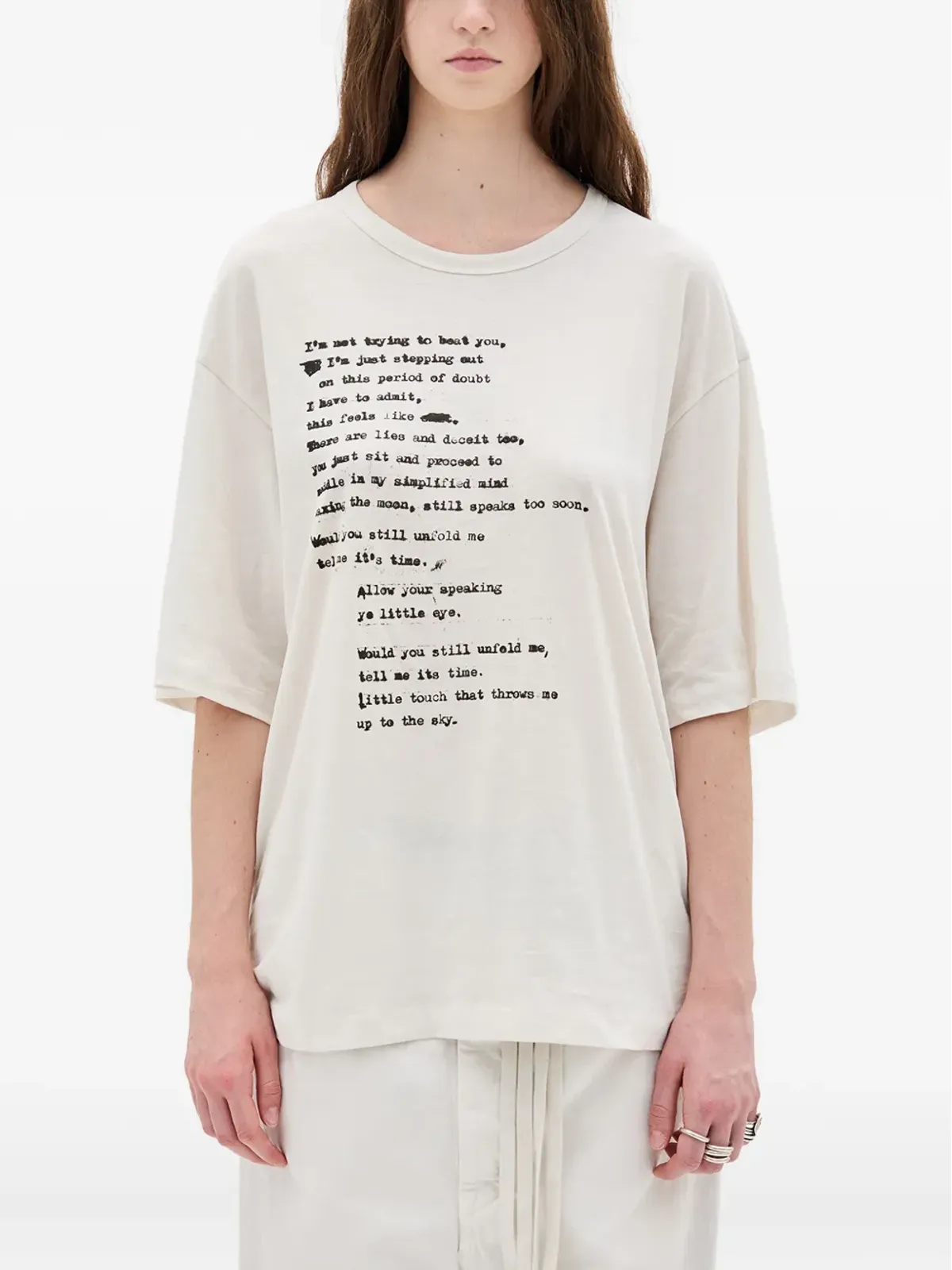 Ann Demeulemeester テキストプリント クルーネック Tシャツ - 画像3