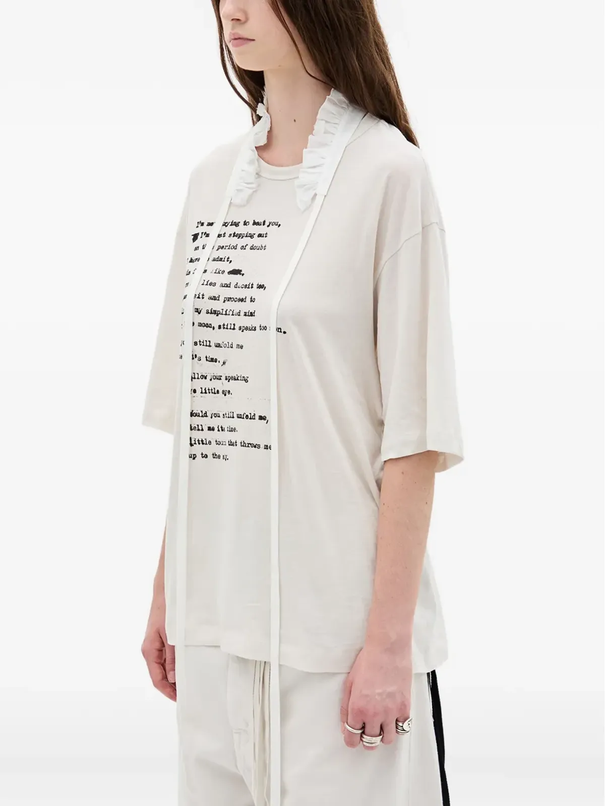 Ann Demeulemeester テキストプリント クルーネック Tシャツ - 画像4