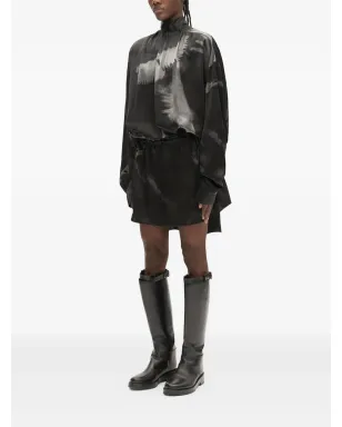Ann Demeulemeester 鳩プリント シルクドレス - ブラック - サムネイル2
