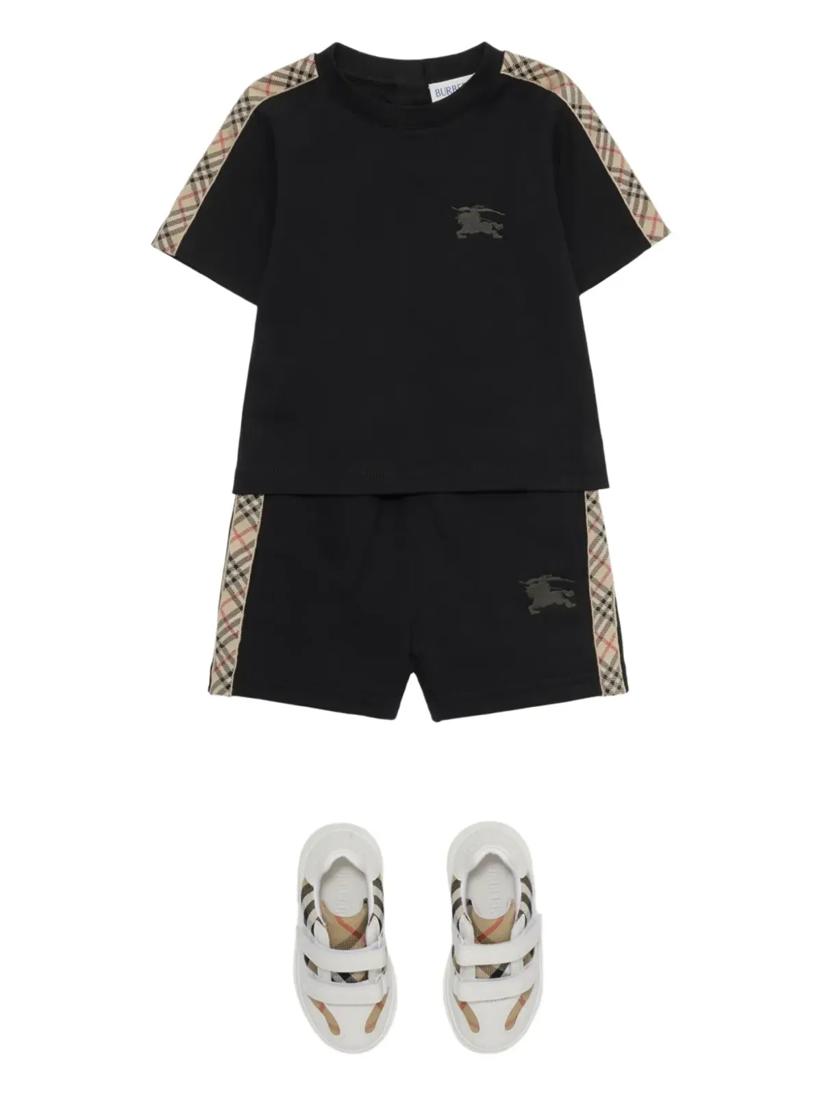 Burberry Kids チェック柄トリム・騎士刺繍ショーツ - 画像4