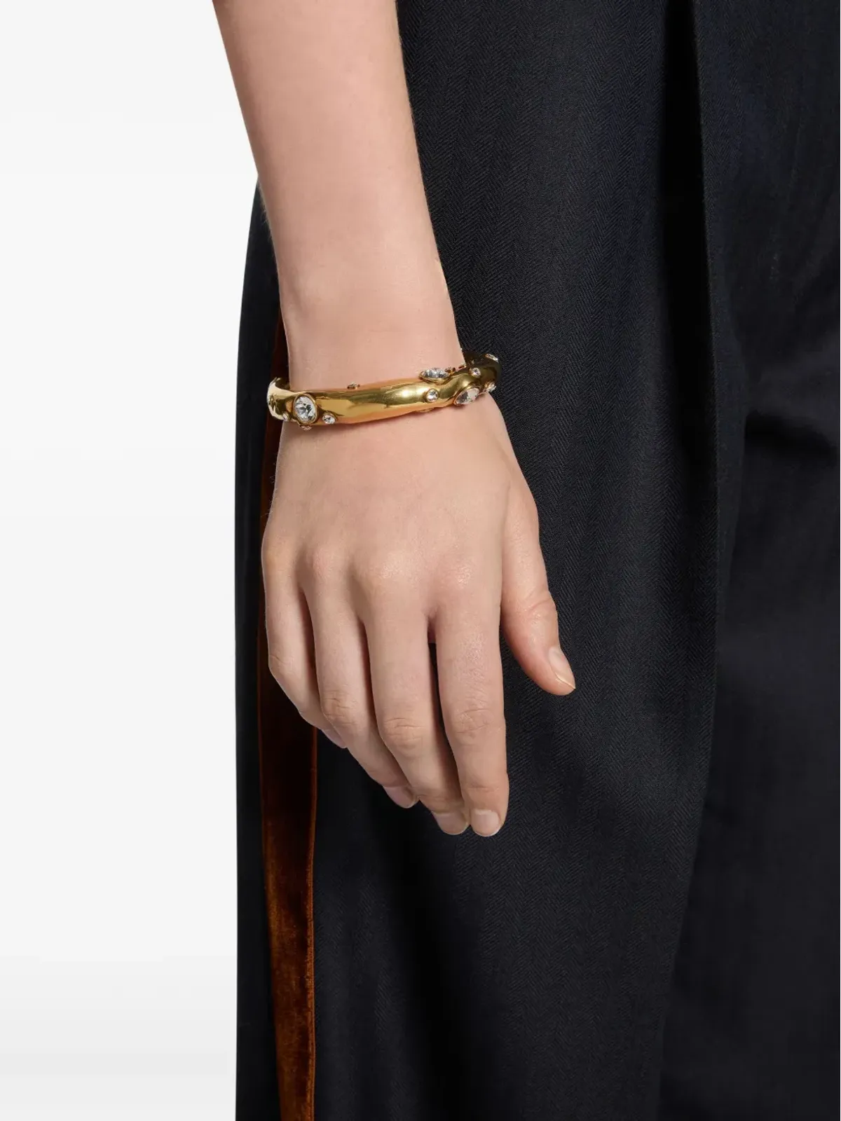 DRIES VAN NOTEN クリスタル装飾のカフブレスレット - 954 GOLD - 画像3