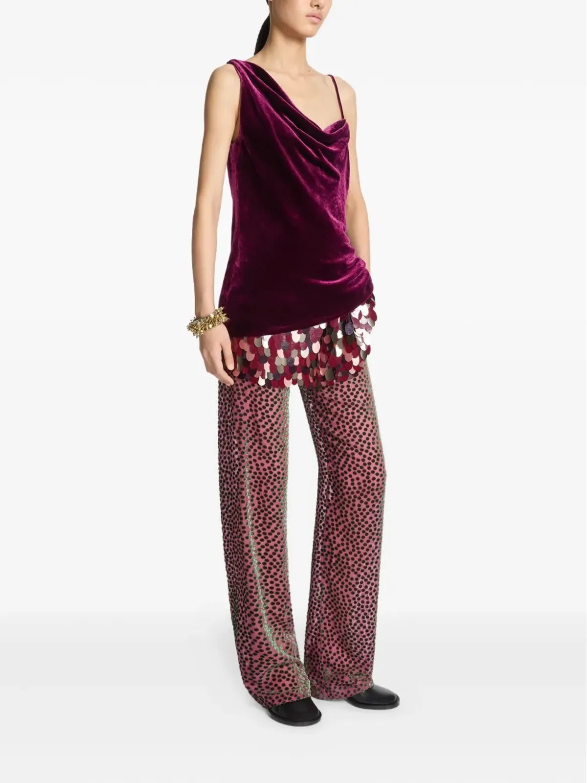 DRIES VAN NOTEN カウルネックベルベットトップ - 画像3