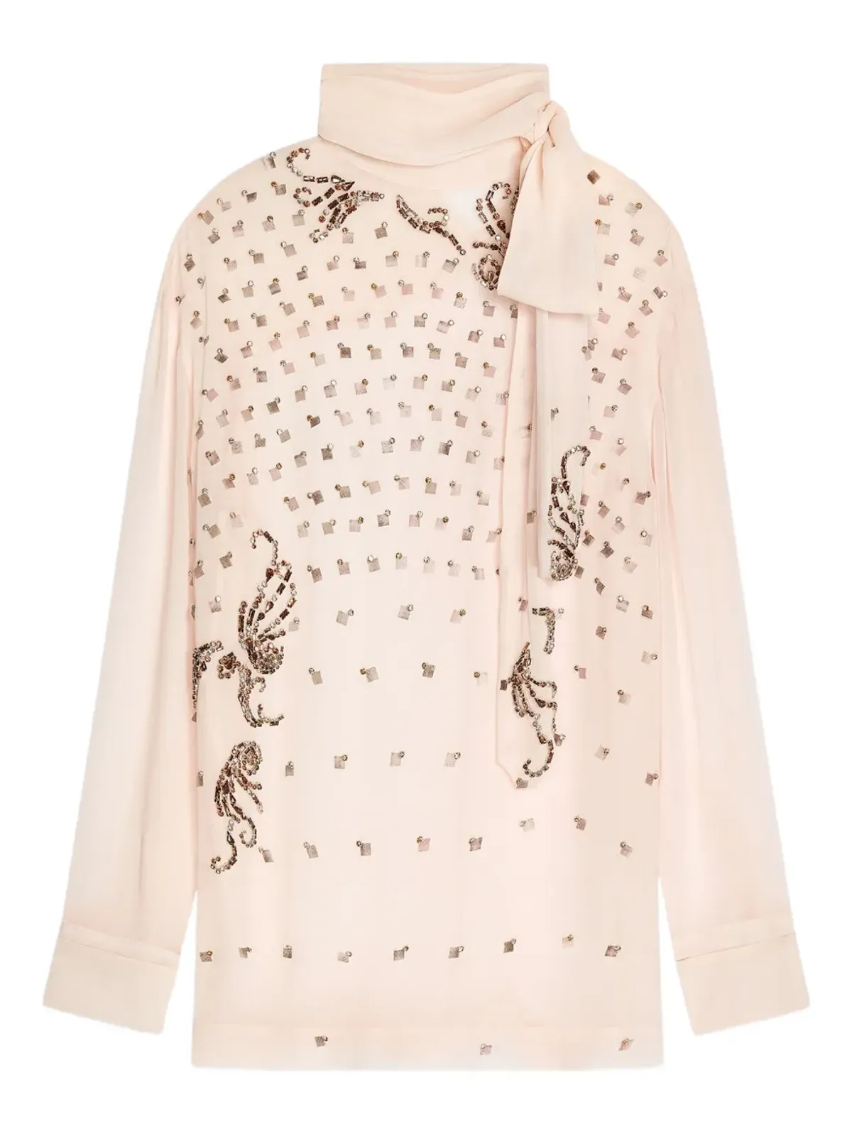 DRIES VAN NOTEN 装飾付きタイネックブラウス - 画像1