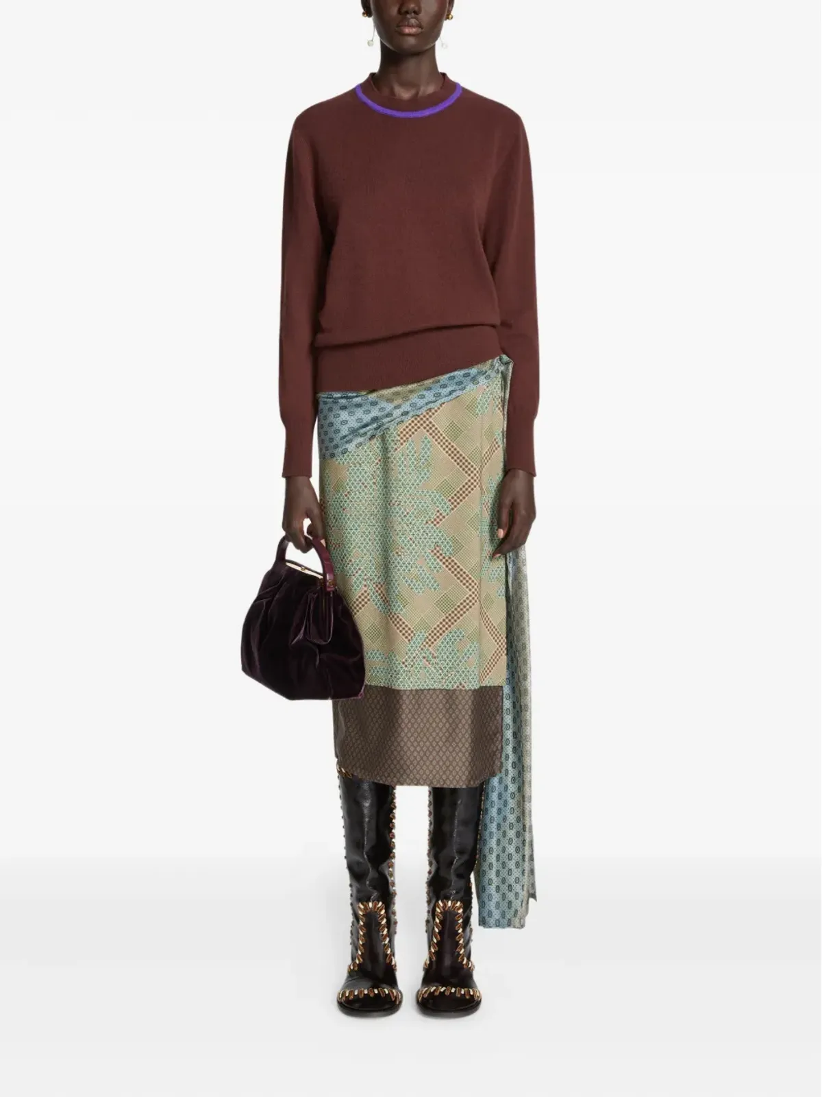 DRIES VAN NOTEN ドレープシルクスカート - 画像2