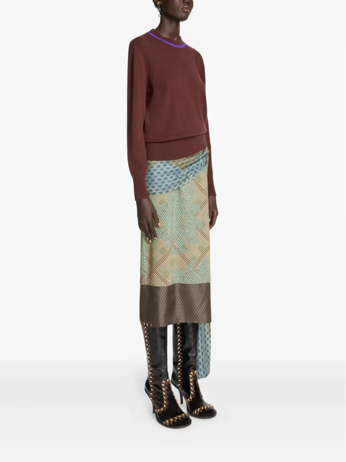 DRIES VAN NOTEN ドレープシルクスカート - 画像3
