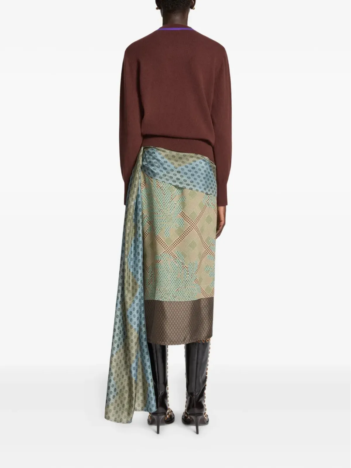 DRIES VAN NOTEN ドレープシルクスカート - 画像4