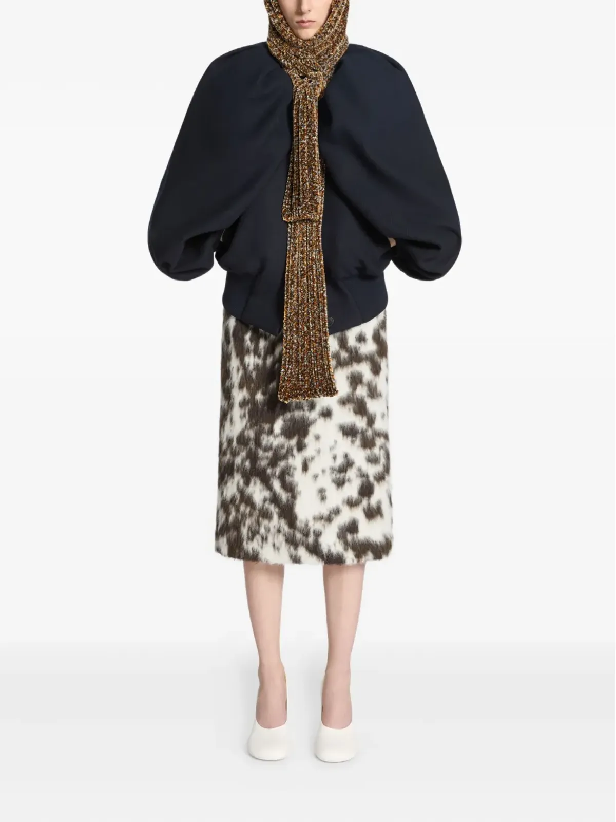 DRIES VAN NOTEN カウハイドプリント ミディスカート - ブラウン - 画像2