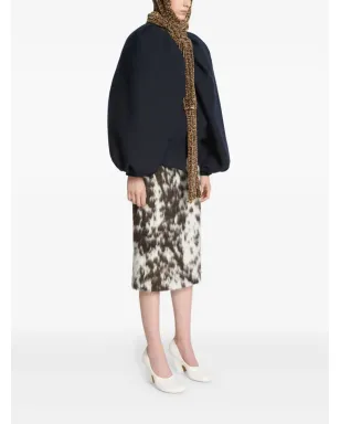 DRIES VAN NOTEN カウハイドプリント ミディスカート - ブラウン - サムネイル3