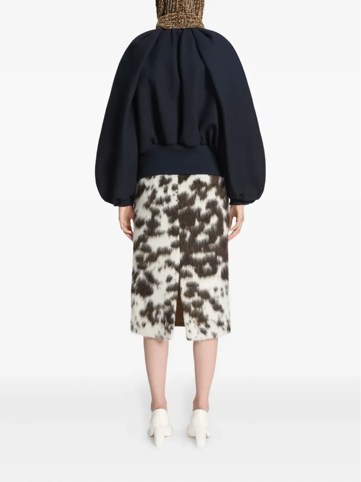 DRIES VAN NOTEN カウハイドプリント ミディスカート - ブラウン - 画像4