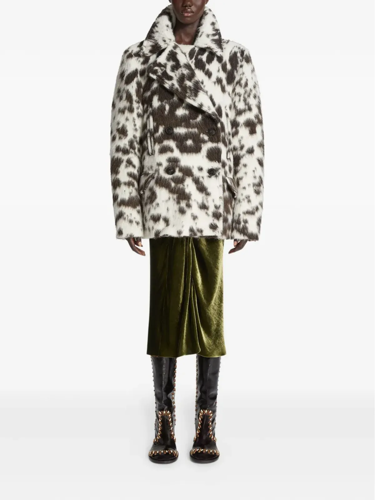DRIES VAN NOTEN 牛柄 ダブルブレスト ジャケット - 画像2