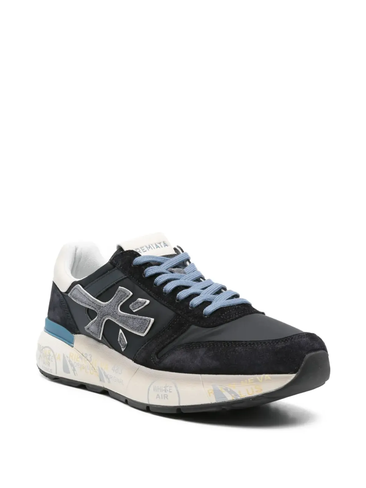 Premiata スエードレザー ロートップスニーカー ブルー - 画像2