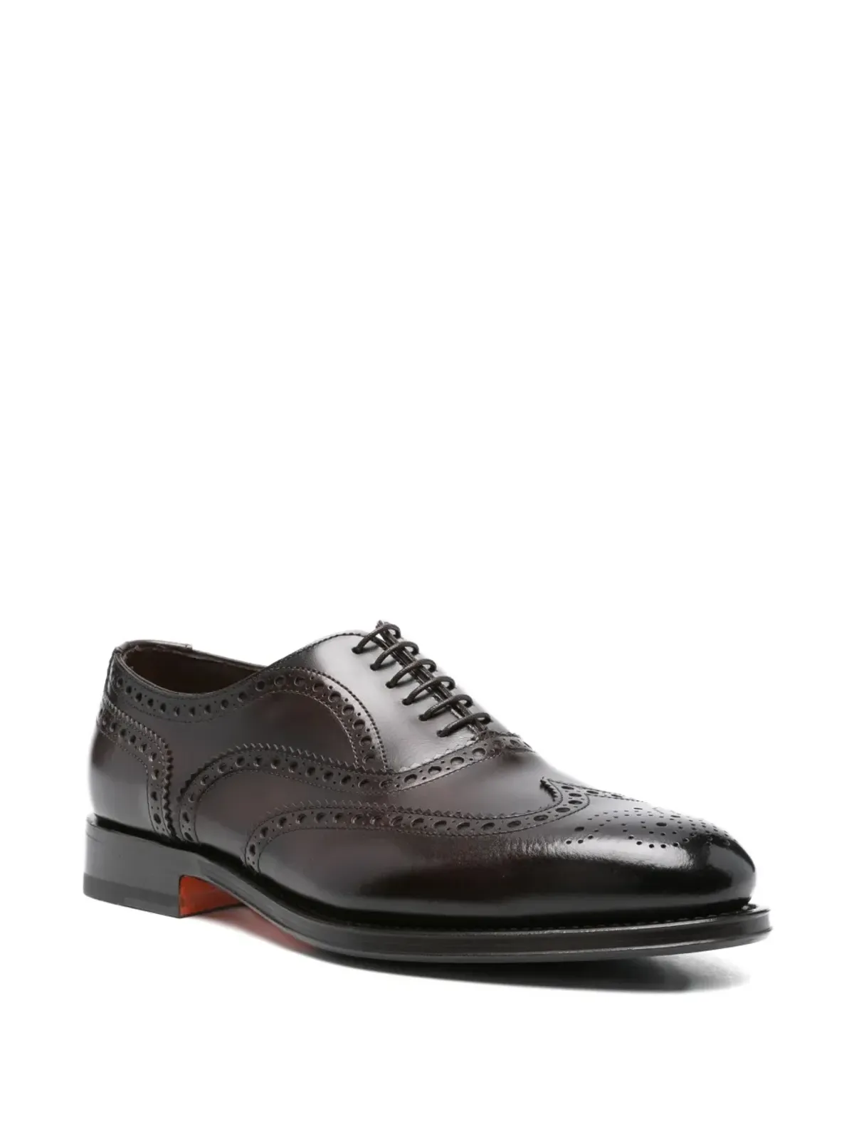 Santoni レザー ブローグ オックスフォード シューズ - 画像2