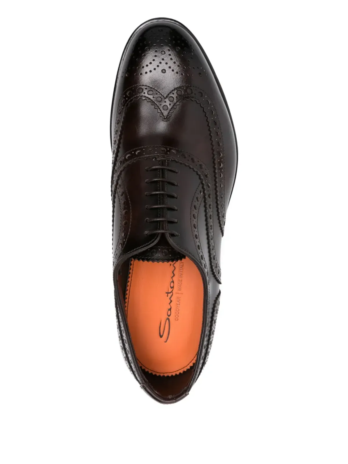 Santoni レザー ブローグ オックスフォード シューズ - 画像4
