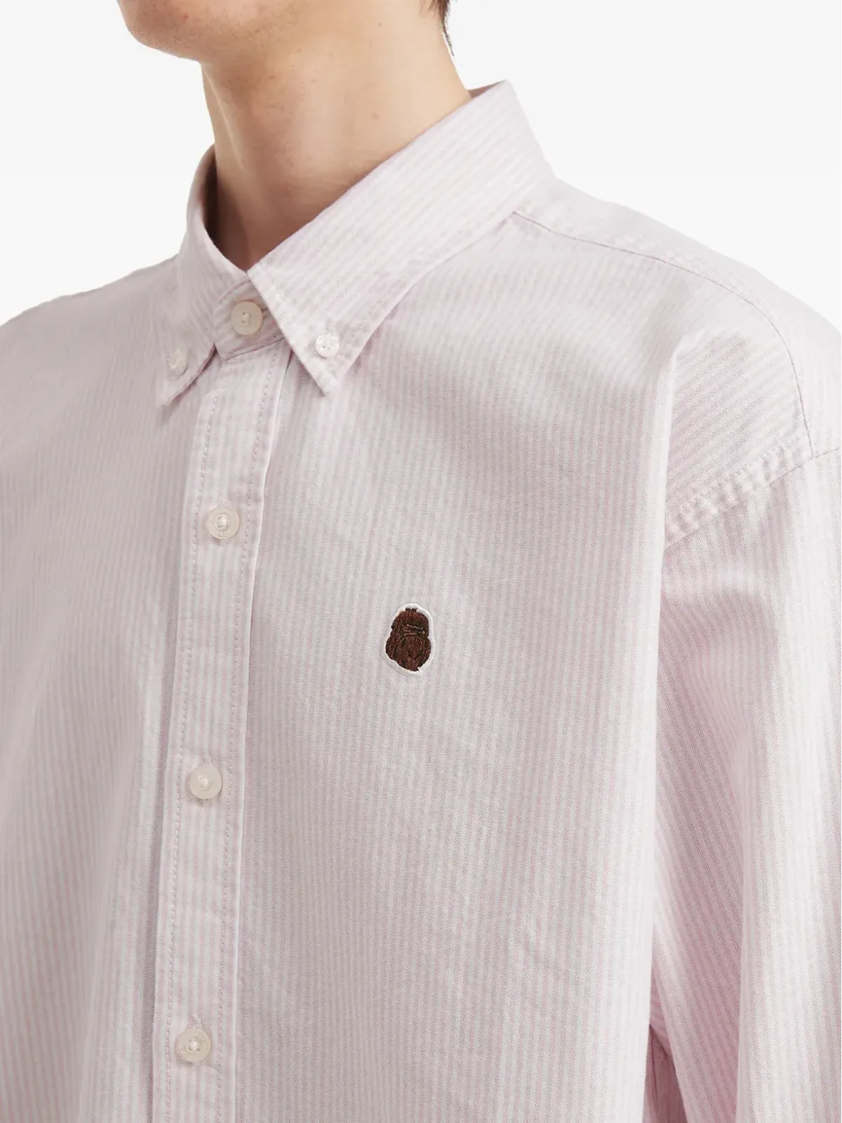 FINGERCROXX striped-embroidered shirt - Pink - 画像5