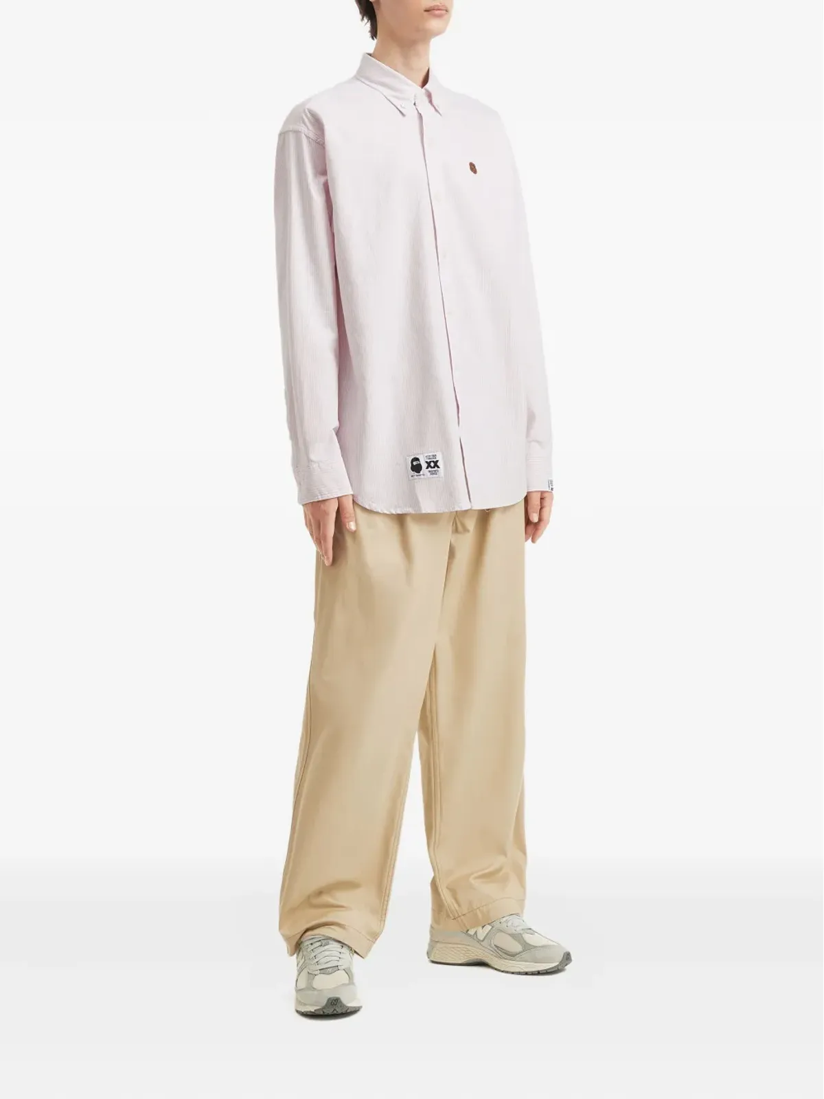 FINGERCROXX striped-embroidered shirt - Pink - 画像2