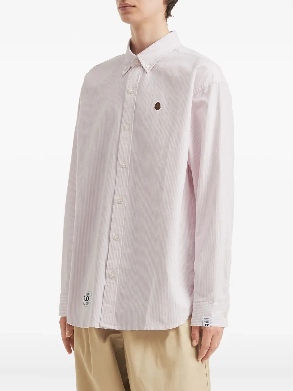 FINGERCROXX striped-embroidered shirt - Pink - 画像3