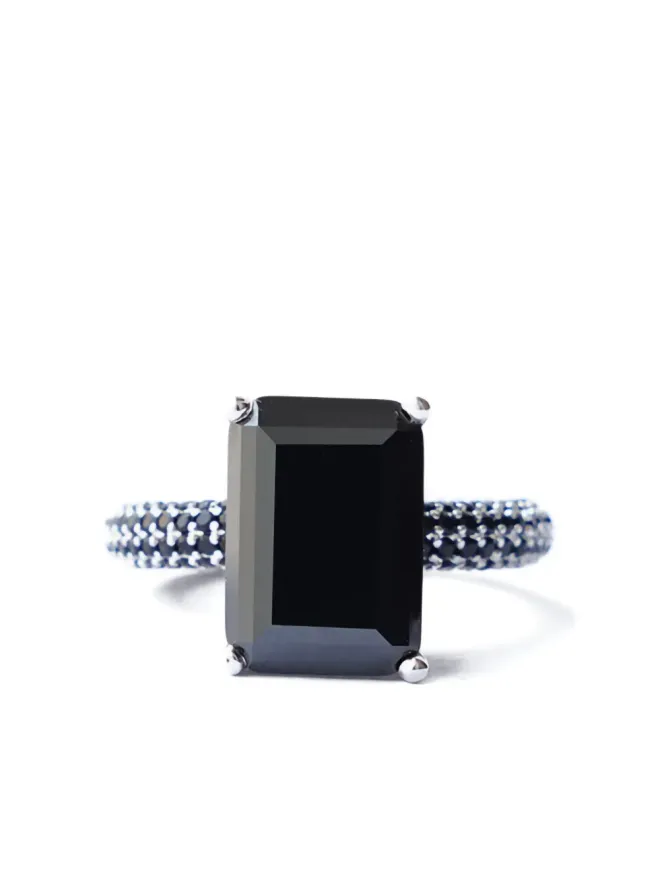 Izabel Display Izabel Display Mega rectangle-shaped zirconia ring - Blackの商品画像