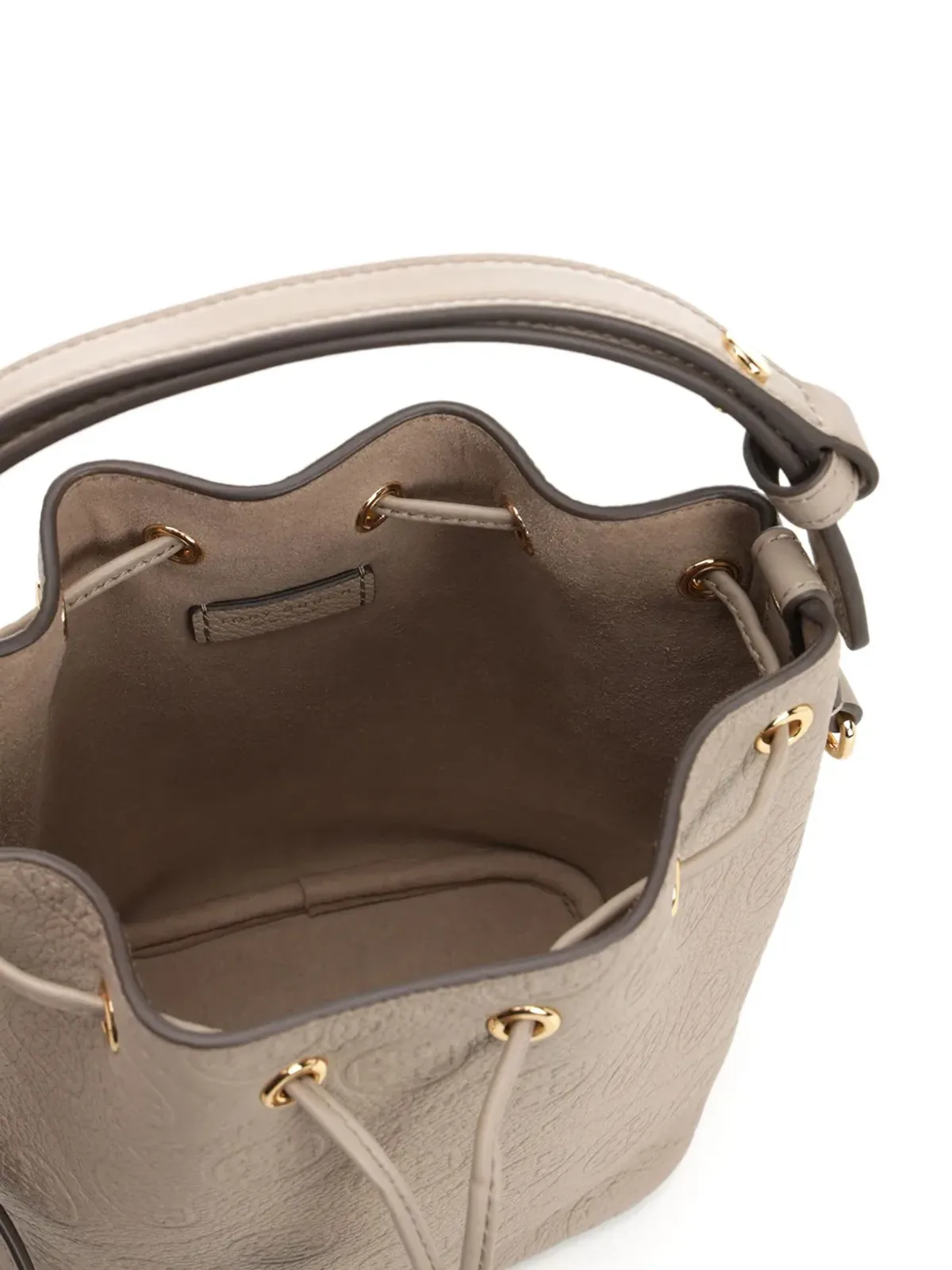Tory Burch エンボスド・クレスト レザー ミニ バケットバッグ - 画像4